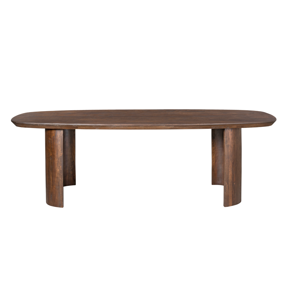 Esstisch Lunero Braun – Massives Mangoholz, Oval 200 x 100 x 76 cm