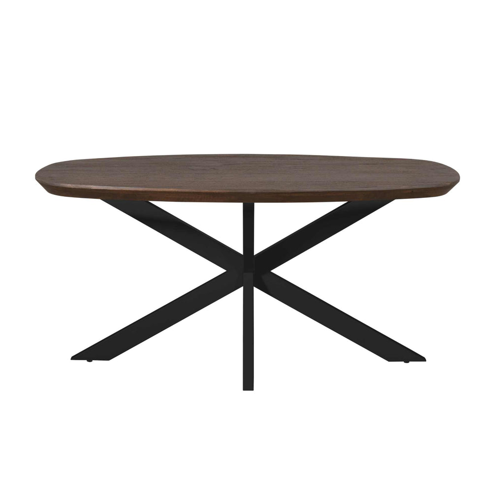 Esstisch Mandy Braun 160x90x76 cm – oval, modern & pflegeleicht – elegante Tischplatte & schwarzes Metallgestell