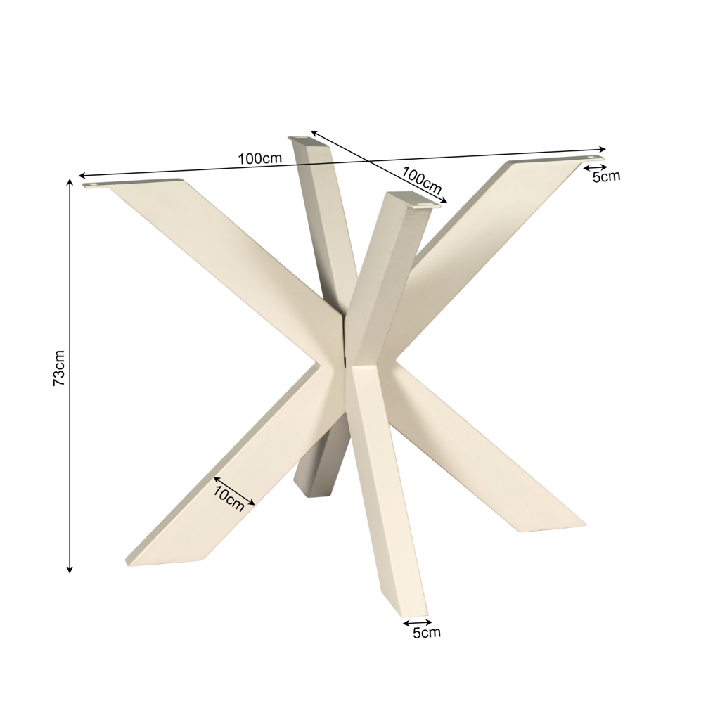 Tischbein Matrix Sand – modernes Metallbein für runde Tischplatten, 100 x 100 x 73 cm, stilvolles Fundament für individuelle Esstische