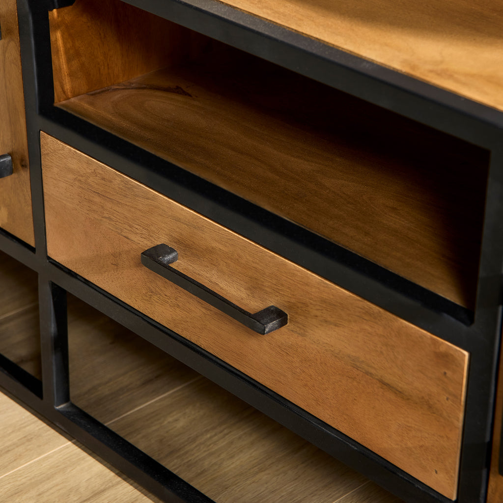 TV-Board Delta Natur lta – Mangoholz Lowboard mit Schublade & 2 Türen, 180×45×50 cm