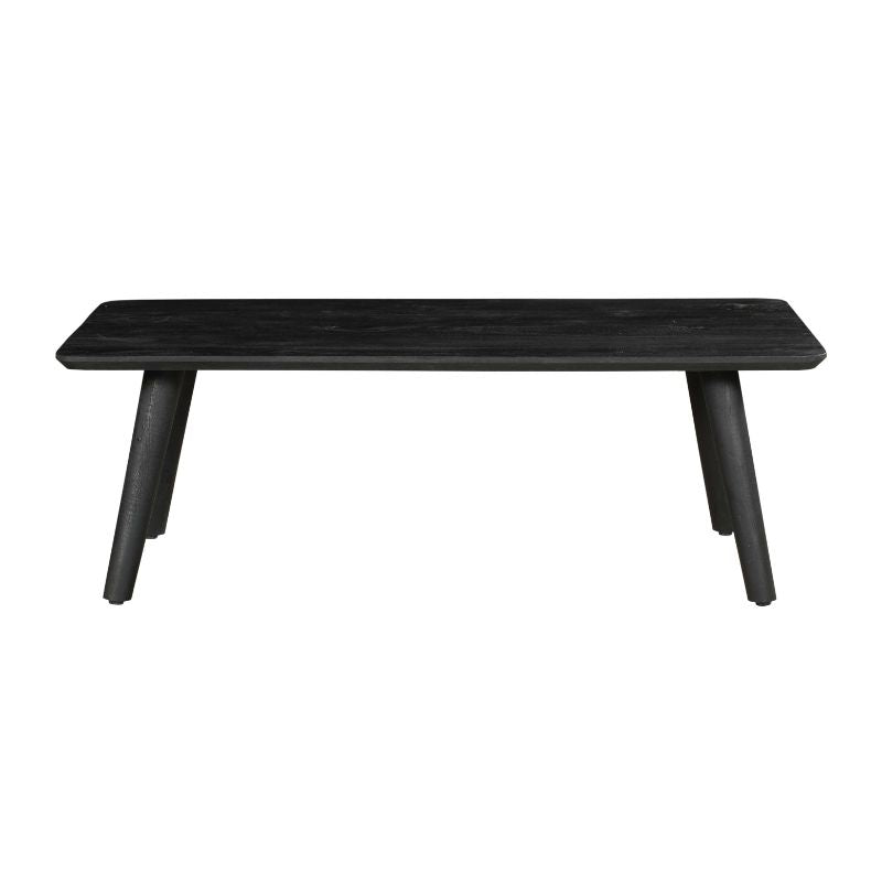 Couchtisch Raven – Mangoholz Wohnzimmertisch 130×45×70 cm mit schwarzen Holzelementen im modernen Design