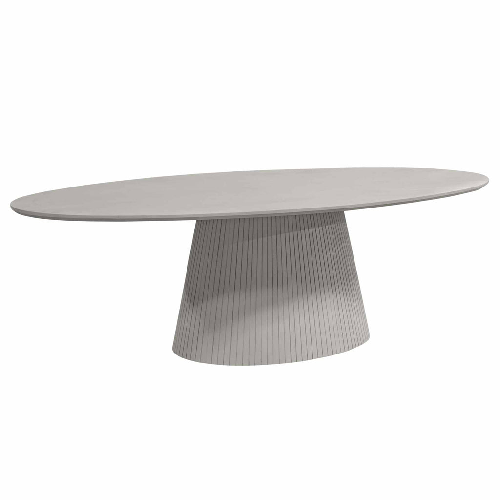 Esszimmertisch Sole Taupe 210x110x76 cm – ovaler Mangoholz Tisch mit Lamellenfuß, modern & zeitlos
