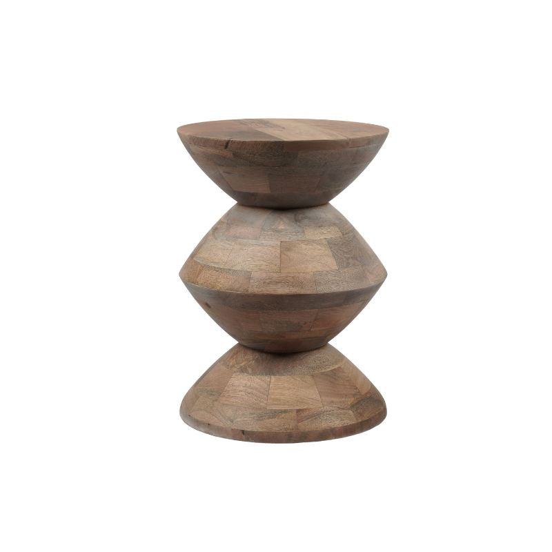 Beistelltisch Abel 33x33x45 cm – moderner Mangoholz Tisch mit einzigartigem Design
