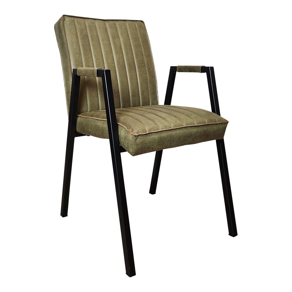 Esszimmerstuhl Molly Mosgrün 52x65x88 cm – Industrial Design mit Eco-Leder & schwarzem Gestell