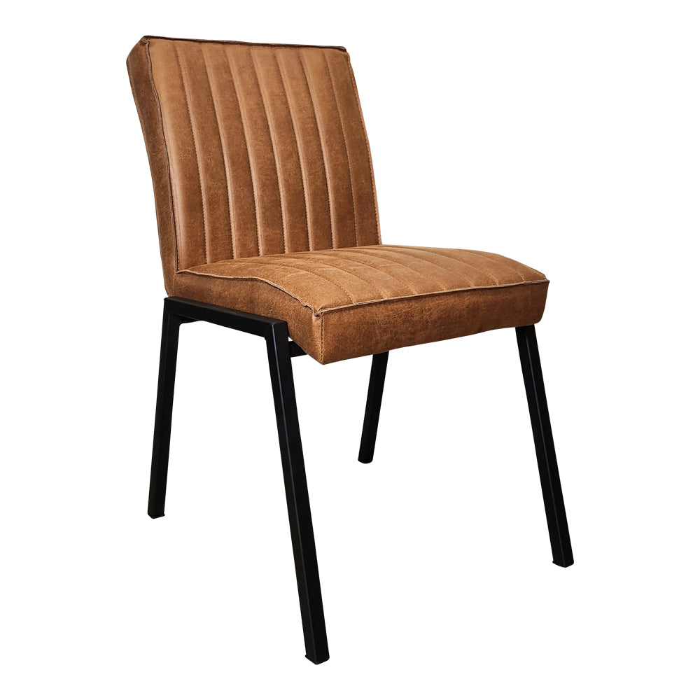 Esszimmerstuhl Molly Cognac –  im Industrial Design mit Eco-Leder & schwarzem Stahlgestell, 52 x 65 x 88 cm