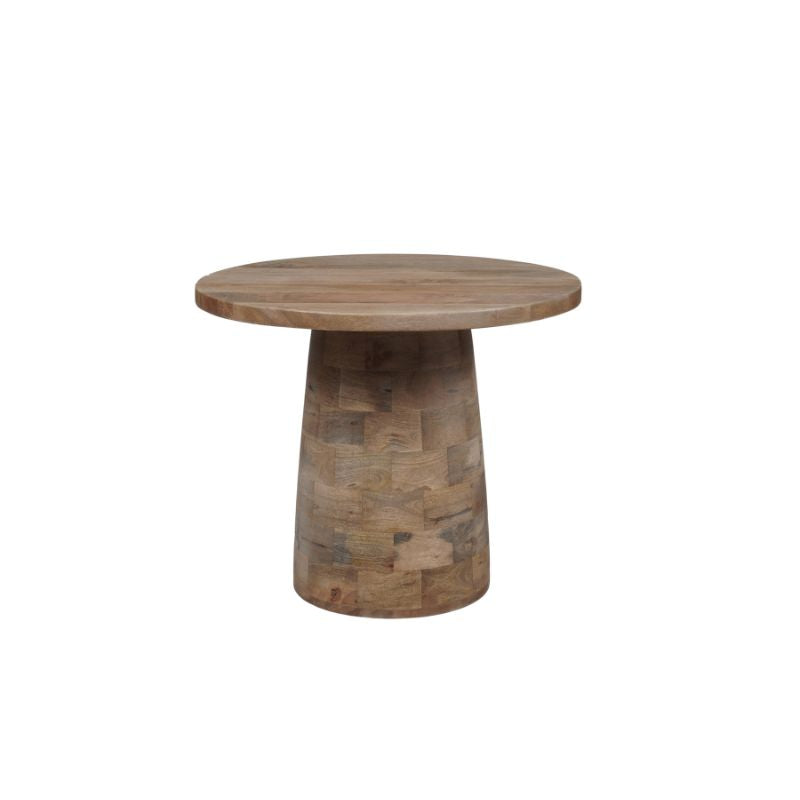Beistelltisch Limo – runder Tisch aus Mangoholz mit einzigartigem Design, 60 x 60 x 50 cm