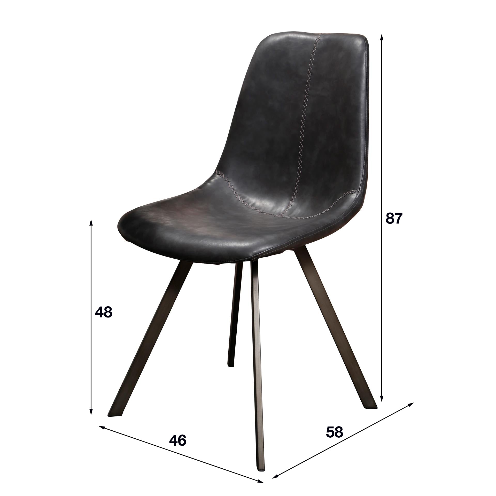 Stuhl – Prisma Pure – Saddle PU Schwarz