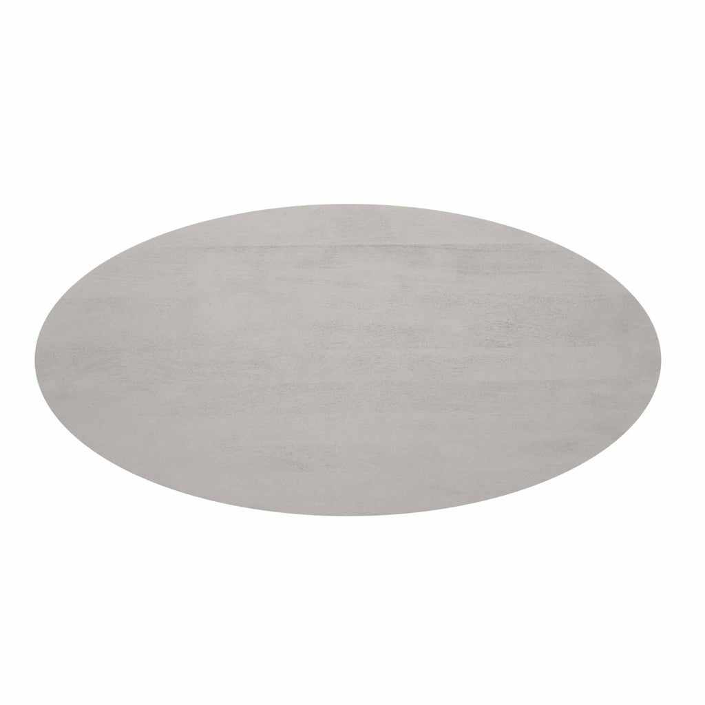 Esszimmertisch Sole Taupe 210x110x76 cm – ovaler Mangoholz Tisch mit Lamellenfuß, modern & zeitlos