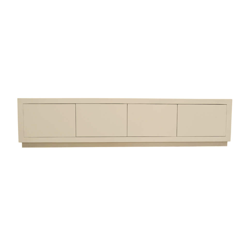 TV-Board Bali 200x42x46 cm – modernes Lowboard aus Mangoholz in Sandfarben mit 4 Türen & Push-to-Open-System