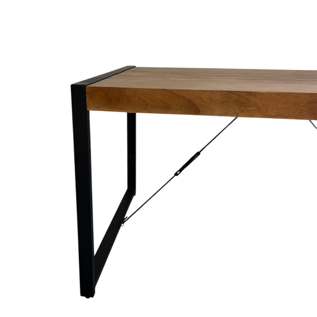 Esstisch Bori – Mangoholz Tisch mit Metallgestell, 160×75×80 cm, warme Oberfläche & U-förmige Beine in Schwarz