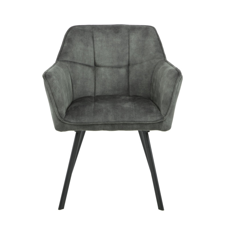 Esszimmerstuhl Martina Jägergrün – eleganter Samtstuhl 63×63×79 cm mit Armlehnen & schwarzem Metallgestell
