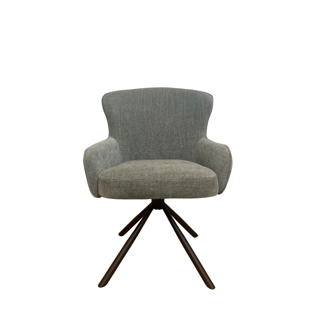 Esszimmerstuhl Hanna in Beige – Drehstuhl 62×65×89 cm mit Memory-Rückkehrfunktion, Boston-Stoff & schwarzen Metallbeinen