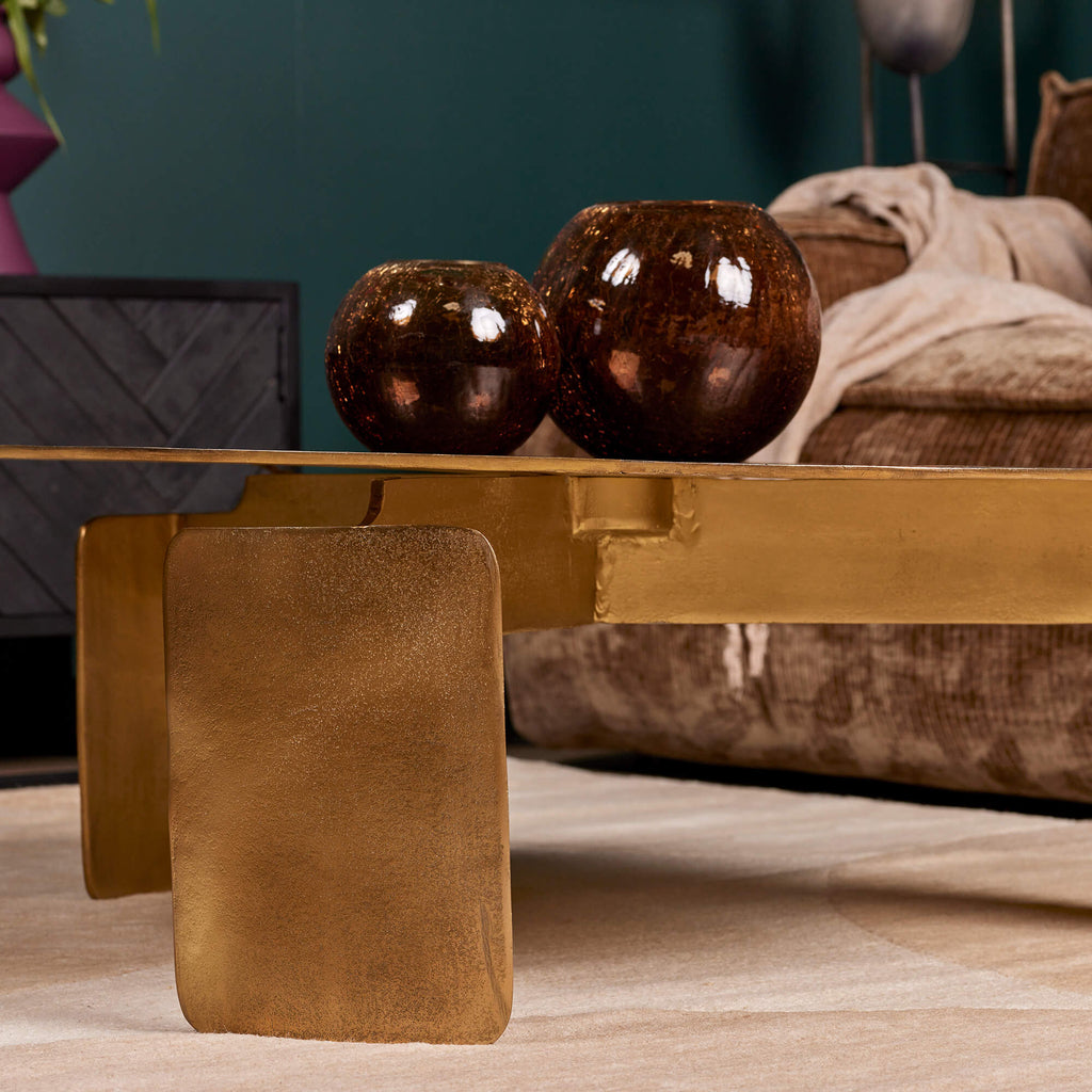 Couchtisch Darwin Rund Gold – Aluminium Tisch 90×90×28 cm mit luxuriösem goldenem Finish