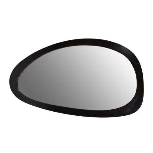 Spiegel Leli Schwarz – Wandspiegel aus Mangoholz 70×120 cm mit organischer Form & elegantem Finish