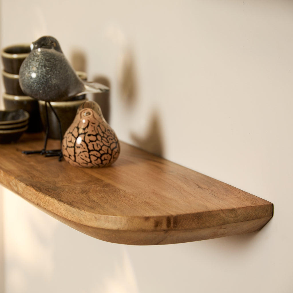Wandregal-Set Gusta 60 x 20 x 15 cm – Massives Mangoholz, Naturfinish