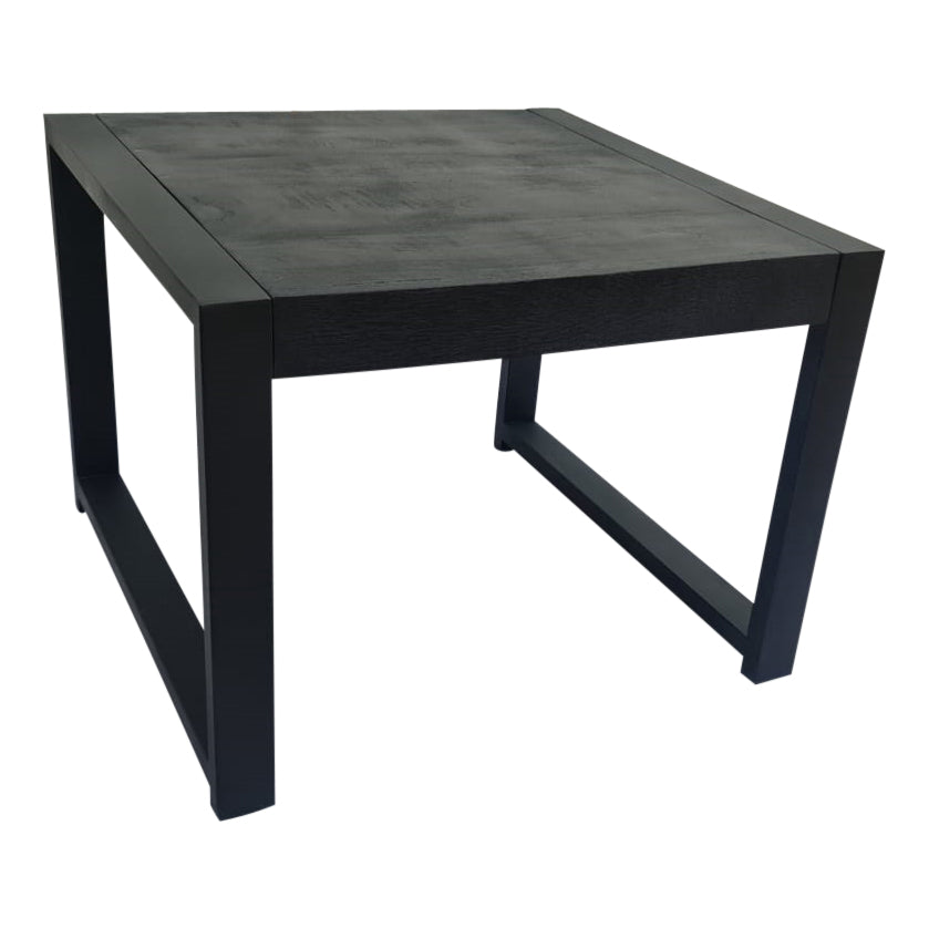 Beistelltisch Bori Schwarz 60x60x45 cm – moderner Couchtisch aus Mangoholz & Metall