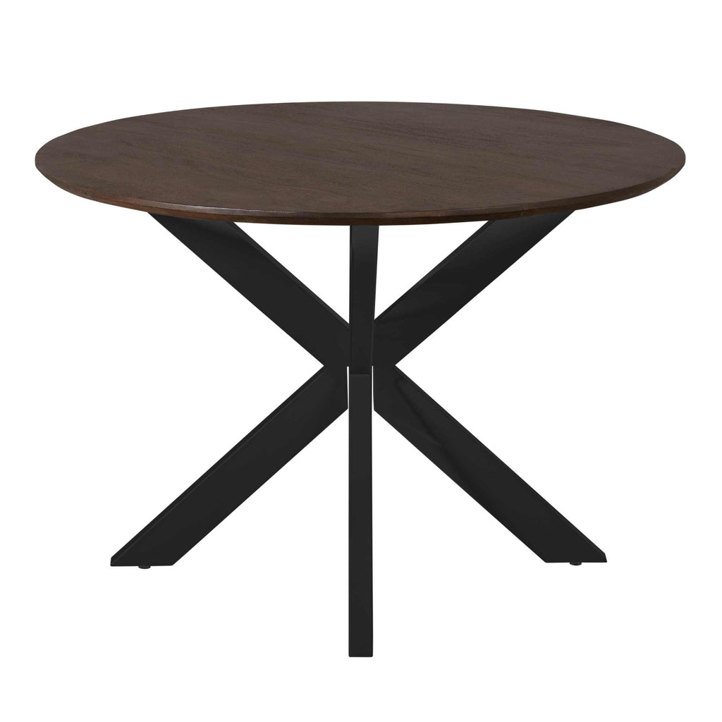 Esstisch Mandy Braun – Massives Mangoholz in Rund Ø110 cm