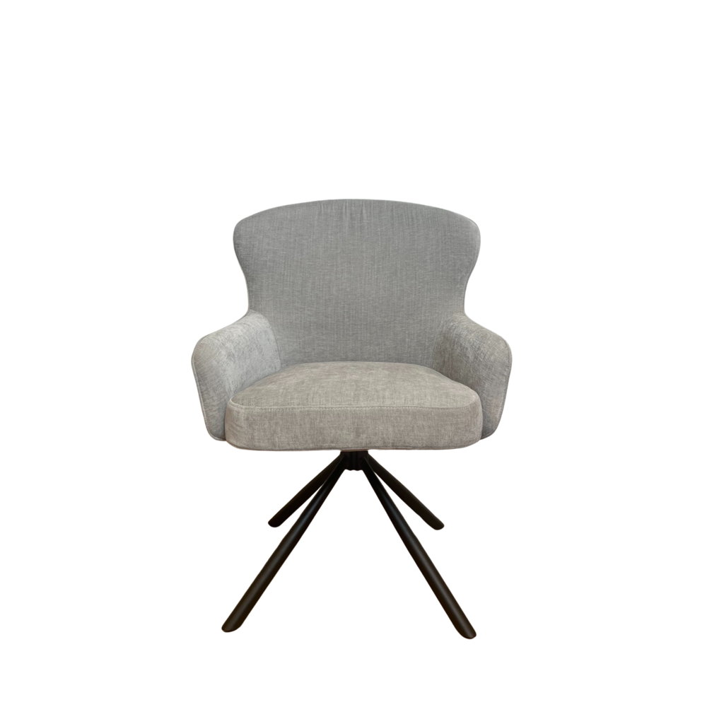 Esszimmerstuhl Hanna Ash Grey – Drehstuhl 62×65×89 cm mit Memory-Rückkehrfunktion & schwarzem Metallgestell