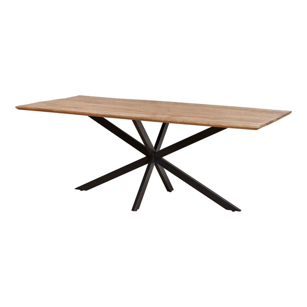 Esstisch Aloy Natur 200x100x76 cm – Massives Mangoholz mit 3 cm Platte & schwarzem Matrix-Metallgestell