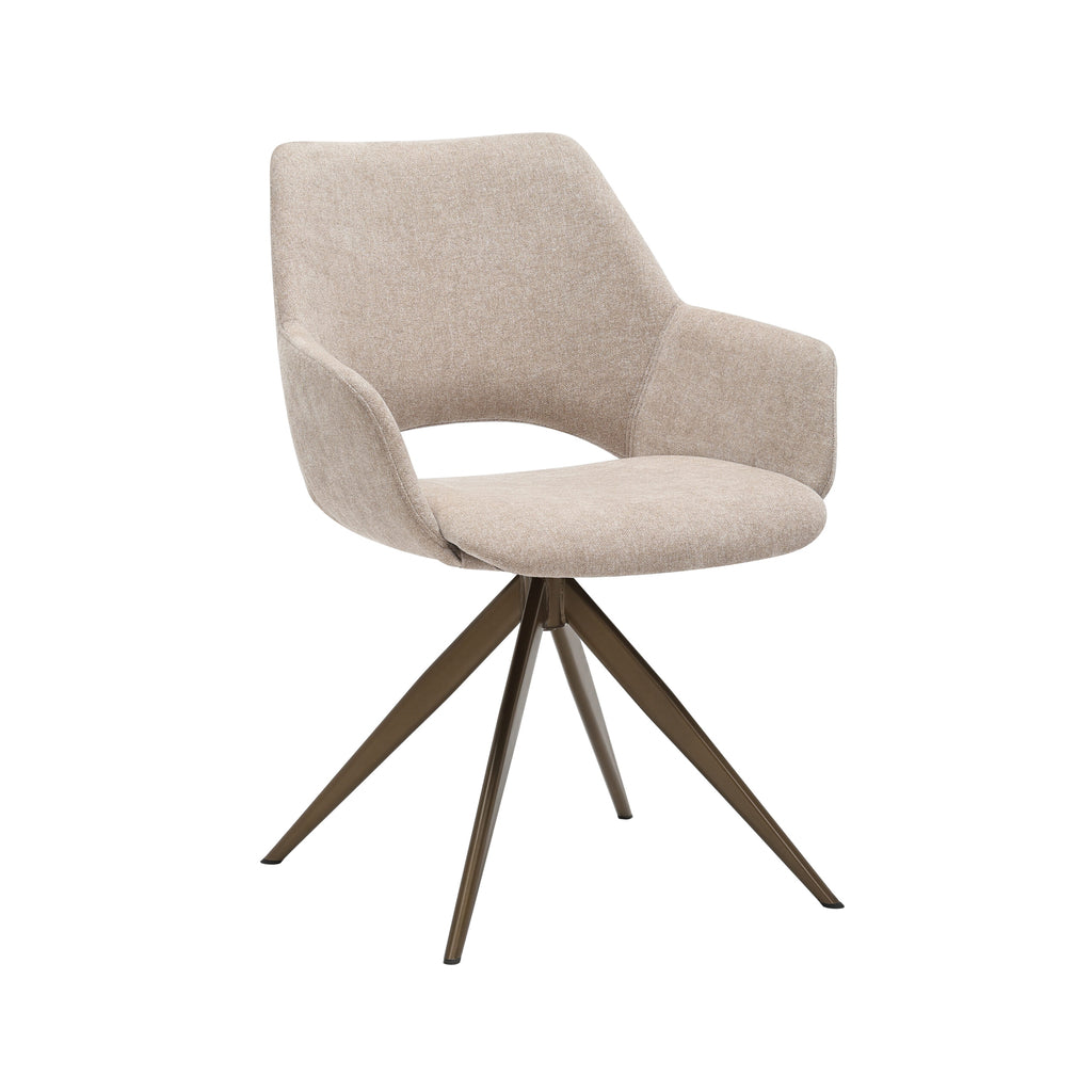 Esszimmerstuhl Daisy Beige – Drehstuhl mit Stoffbezug & Armlehnen, 61×60×82 cm, modern & komfortabel