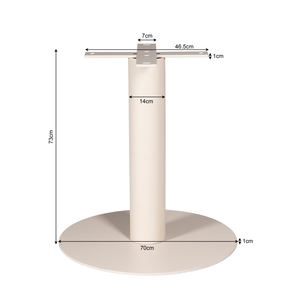 Säulen-Tischgestell Sand – Metallfuß für runde Tischplatten Ø110–140 cm, 70×70×73 cm