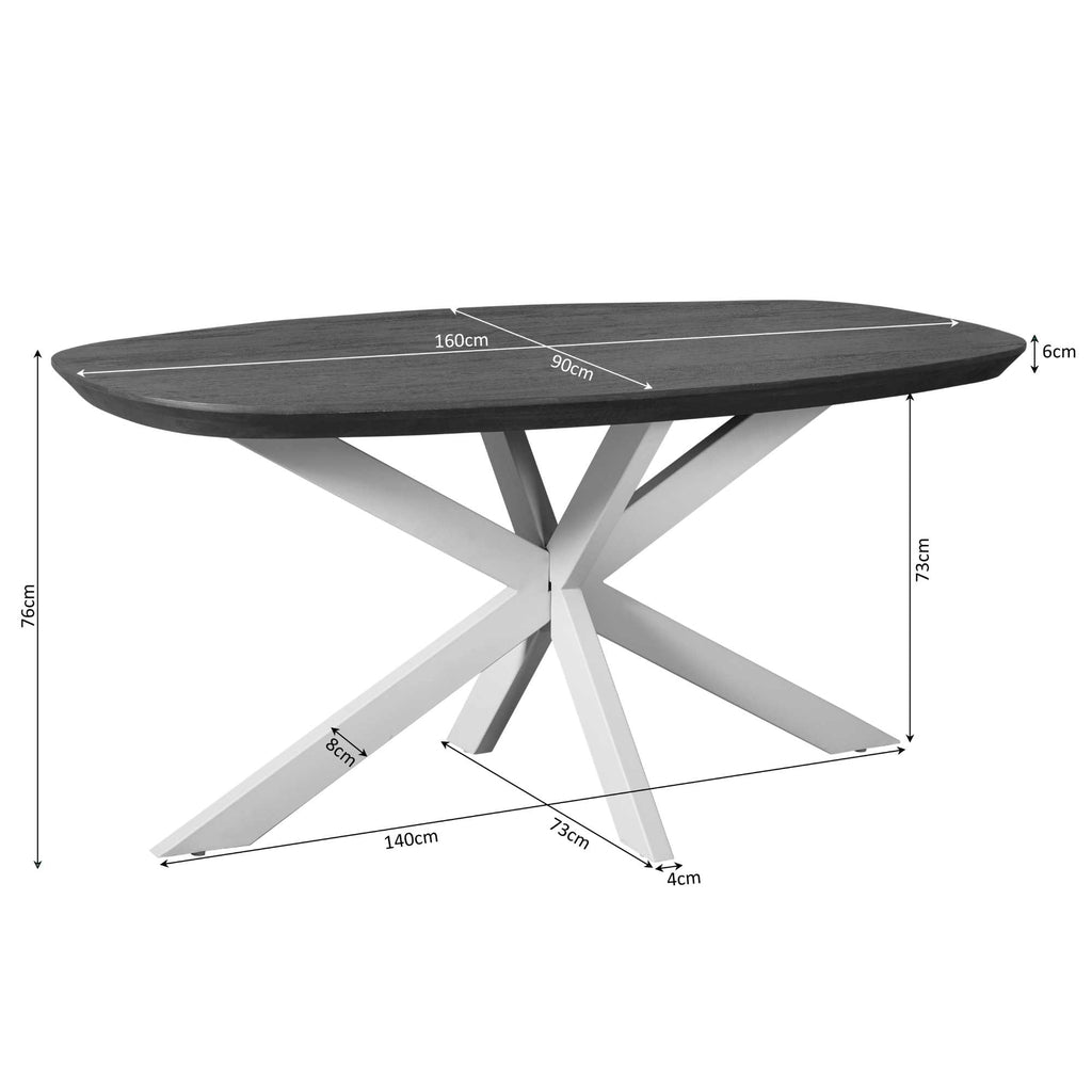 Esstisch Mandy Braun–Massivholz Mango Oval mit Sandfinish, 160x90cm