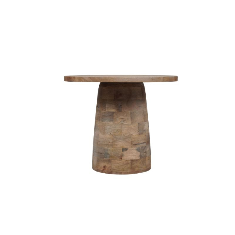 Beistelltisch Limo – runder Tisch aus Mangoholz mit einzigartigem Design, 60 x 60 x 50 cm