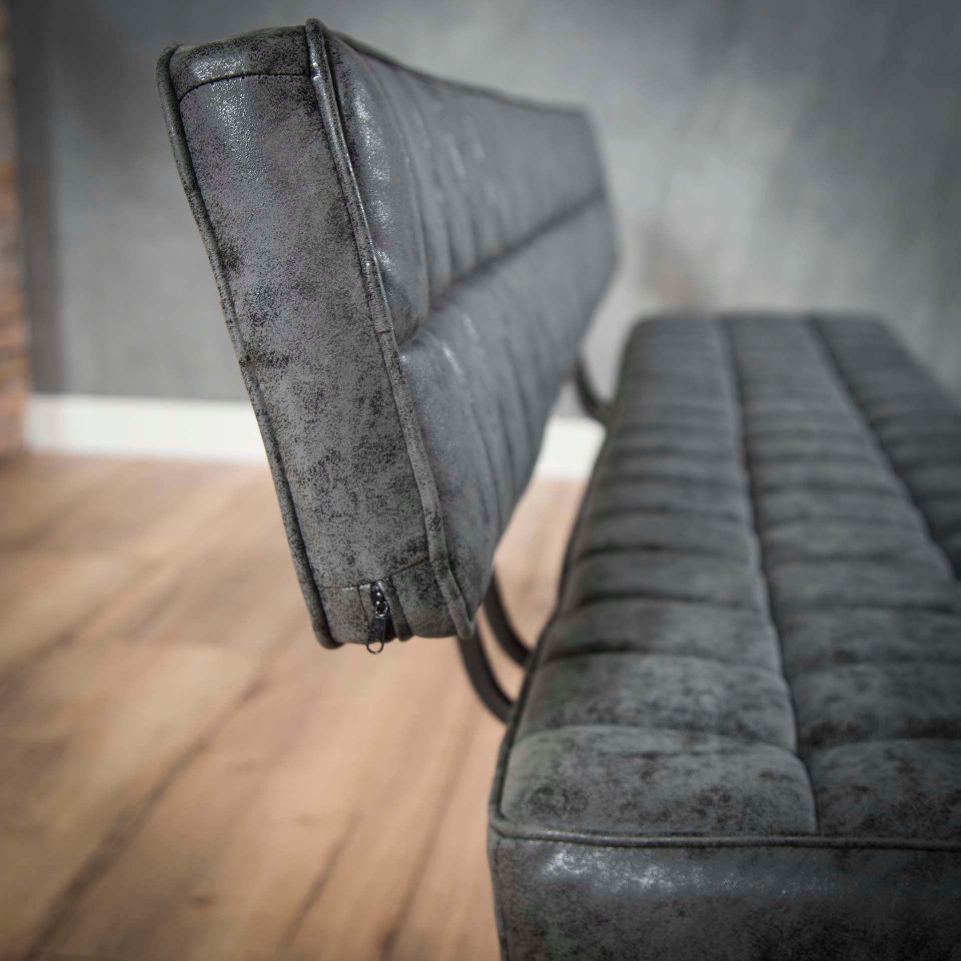 Esszimmerbank Marano Dunkelbraun – Wax PU mit Rautensteppung & Gestell, 180 x 54 x 83 cm