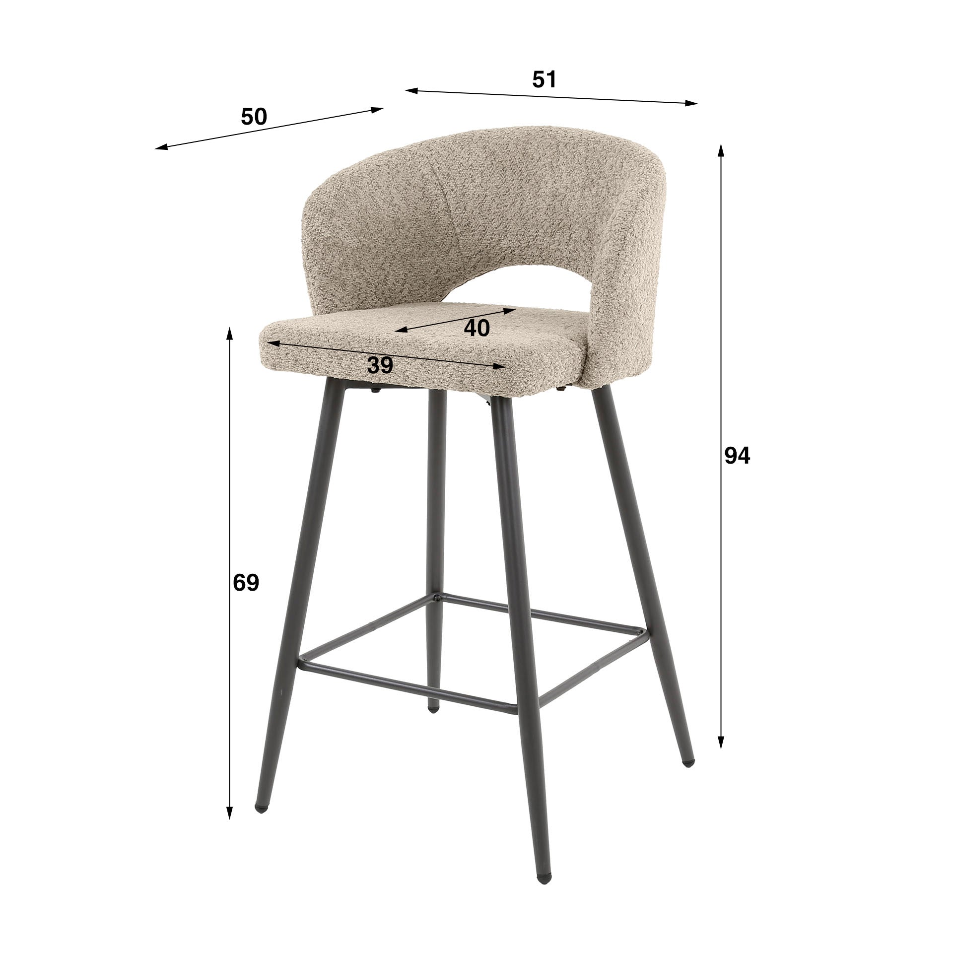Stuhl – Avento Noir – Boucle sandfarbe