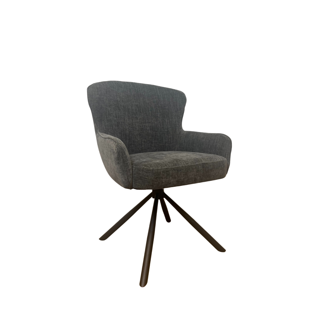 Esszimmerstuhl Hanna Charcoal Brown – Drehstuhl 62×65×89 cm mit Memory-Rückkehrfunktion & schwarzem Metallgestell