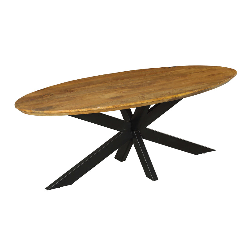 Esstisch Jacky Natur–Massives Mangoholz, Oval, Swiss Edge 160x90 cm