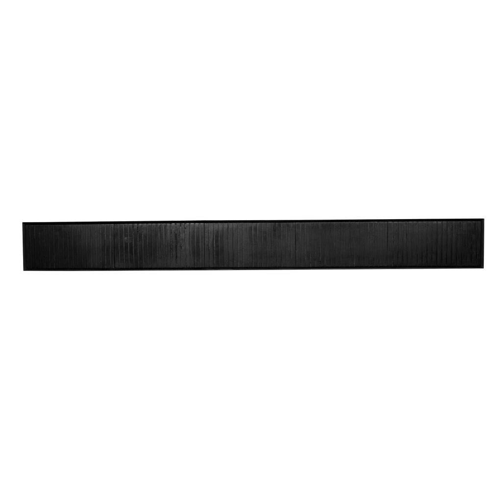 Schwebendes TV-Board Mandy Schwarz – Lowboard aus Mangoholz 280×30×35 cm mit Lamellen-Front & Push-to-Open-System
