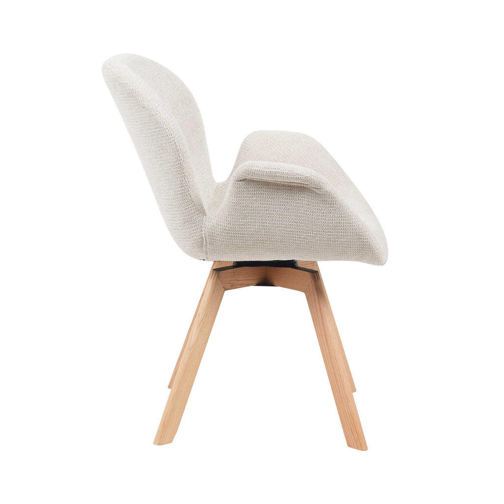 Esszimmerstuhl Jesse Drehbar Beige | Mit Armlehnen & Holzbeinen | 59 x 61 x 85 cm