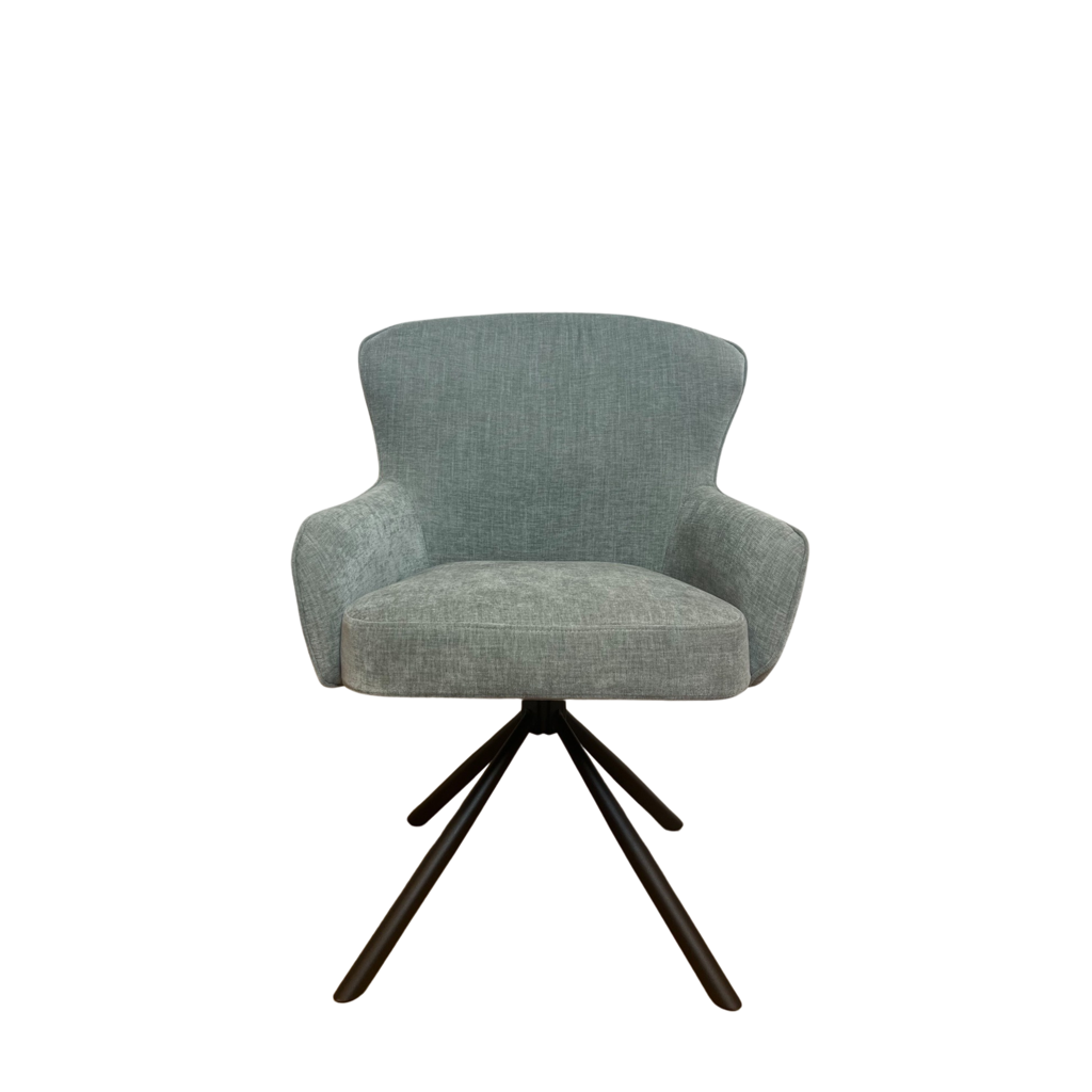 Esszimmerstuhl Hanna Water Green – Drehstuhl 62×65×89 cm mit Memory-Rückkehrfunktion & schwarzem Metallgestell