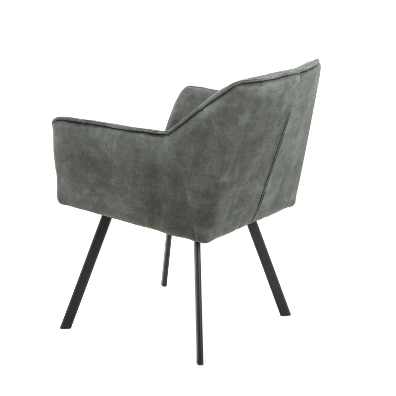Esszimmerstuhl Martina Jägergrün – eleganter Samtstuhl 63×63×79 cm mit Armlehnen & schwarzem Metallgestell