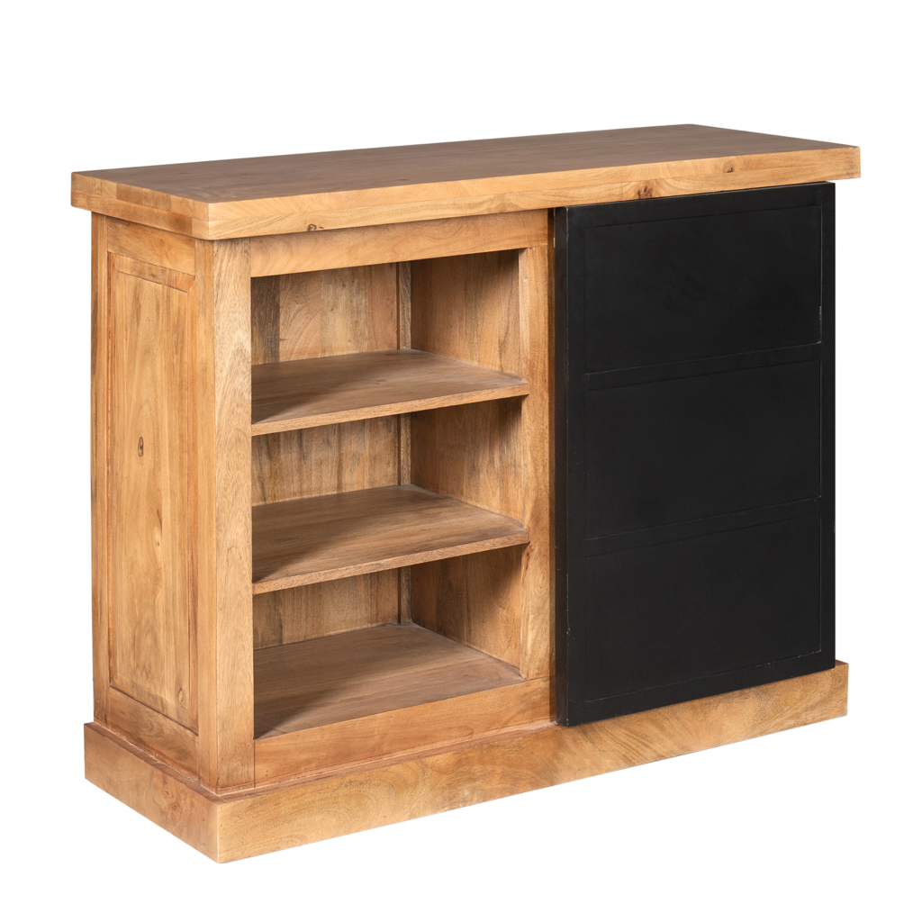 Sideboard Nizza 100x45x90 cm – Mangoholz Kommode mit Schubladen & Tür im modernen Design