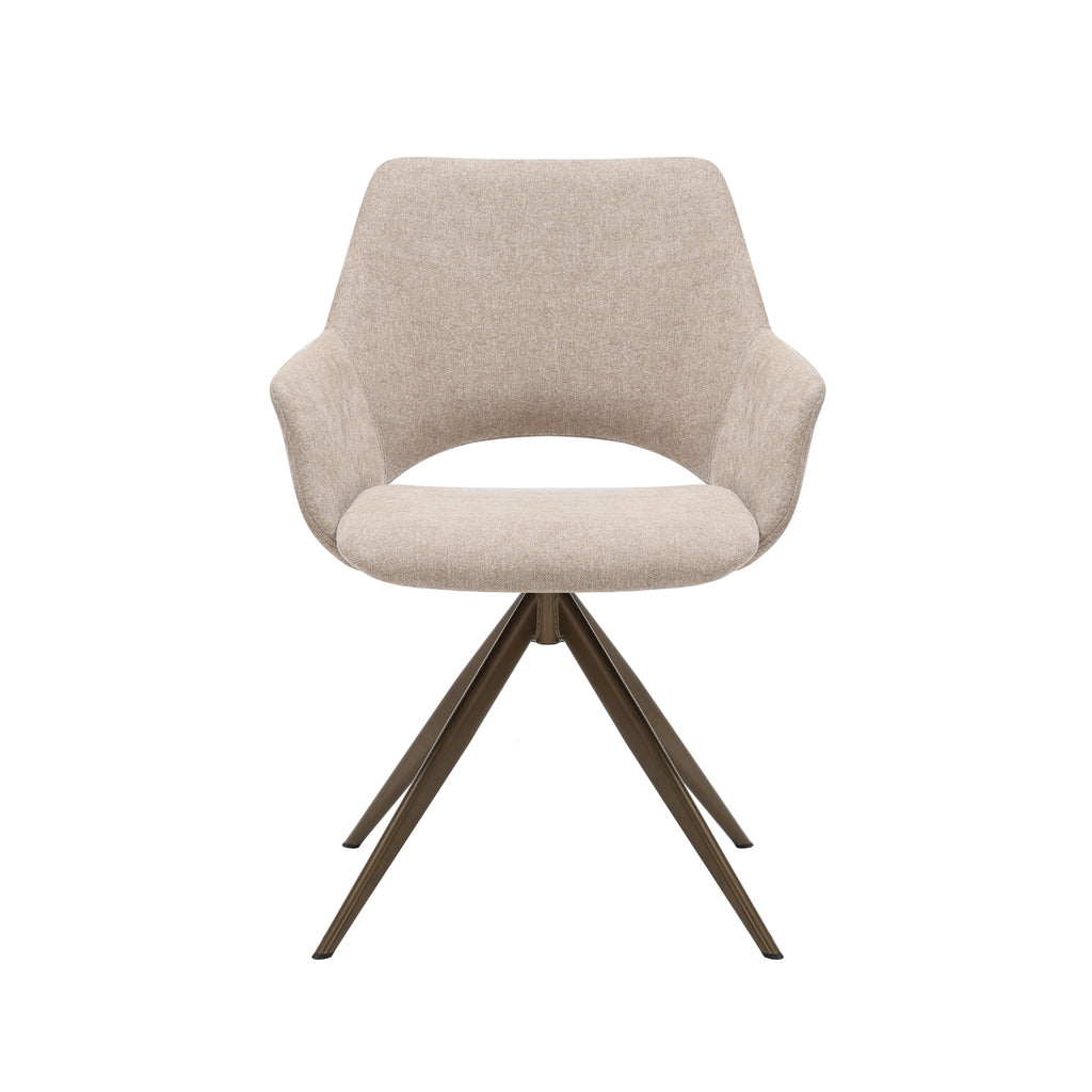 Esszimmerstuhl Daisy Beige – Drehstuhl mit Stoffbezug & Armlehnen, 61×60×82 cm, modern & komfortabel