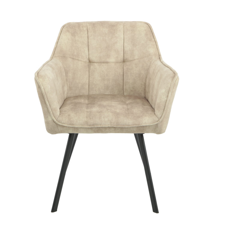 Esszimmerstuhl Martina Taupe – Samt & schwarzes Metall, 63×63×79 cm, elegantes Design mit Armlehne für luxuriösen Sitzkomfort