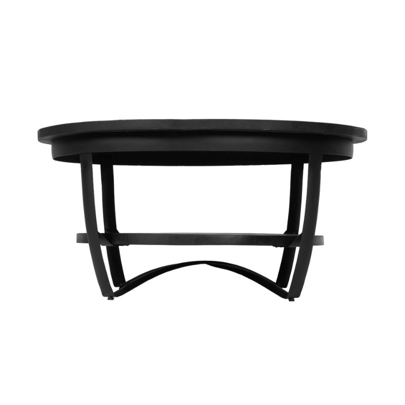 Couchtisch Paris – Runder Mangoholz-Tisch mit 2 Ebenen & schwarzem Metallgestell, Ø90×43 cm
