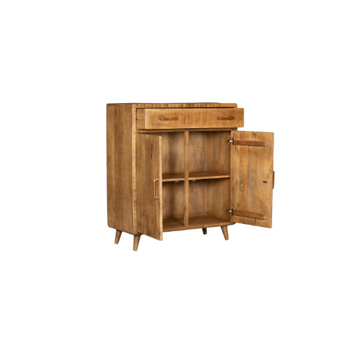 Schrank Raven – Mangoholz mit Designelementen, 1 Schublade & 2 Türen, 100 x 45 x 115 cm