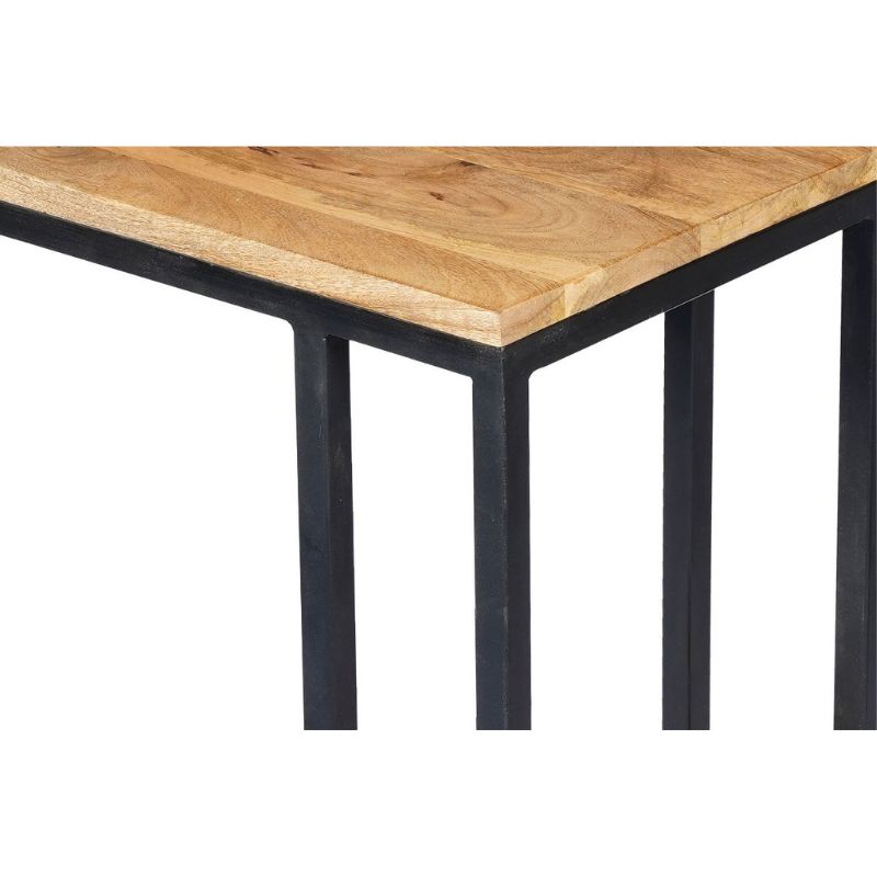 Beistelltisch Naturel High – Slider aus Mangoholz & schwarzem Metall, 32 x 48 x 72 cm