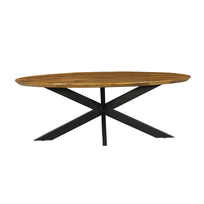 Esstisch Jacky Natur–Massives Mangoholz, Oval, Swiss Edge 160x90 cm