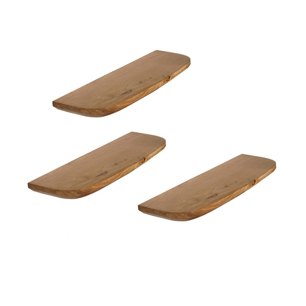 Wandregal-Set Gusta 60 x 20 x 15 cm – Massives Mangoholz, Naturfinish