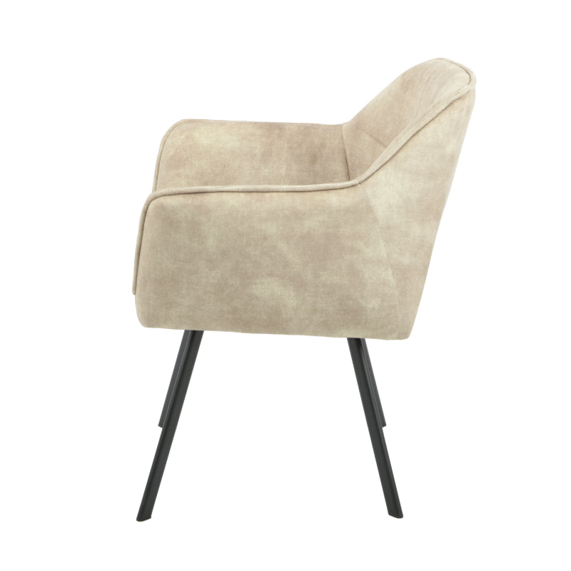 Esszimmerstuhl Martina Taupe – Samt & schwarzes Metall, 63×63×79 cm, elegantes Design mit Armlehne für luxuriösen Sitzkomfort