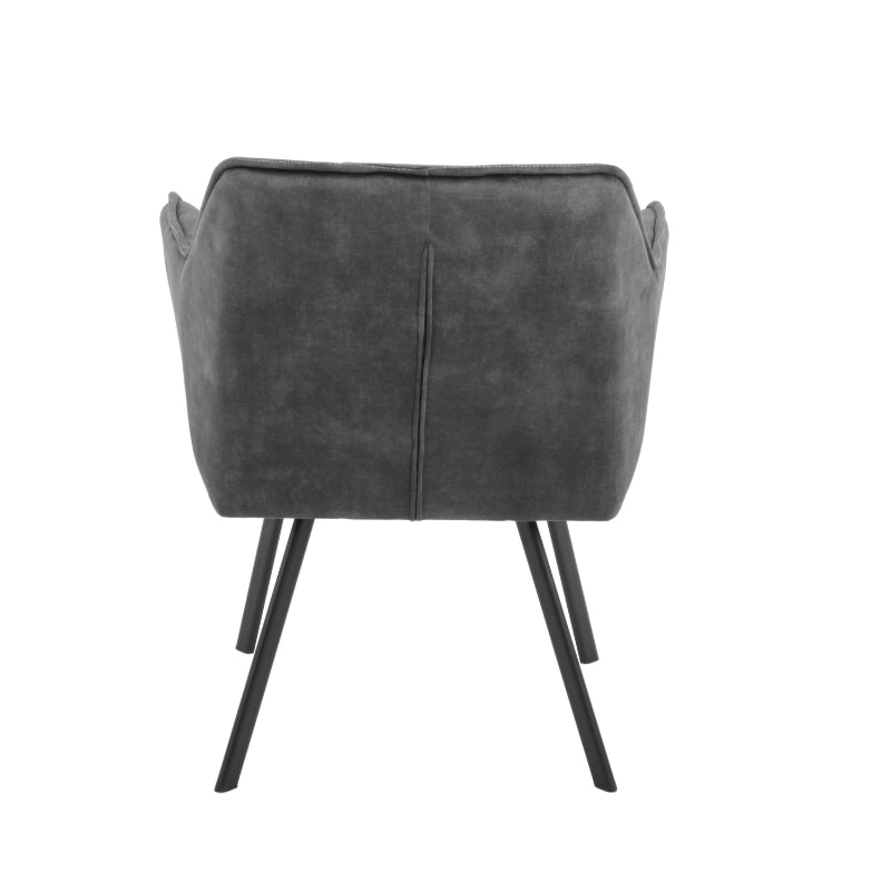 Esszimmerstuhl Martina Dunkelgrau – eleganter Samtstuhl 63×63×79 cm mit Armlehnen & schwarzem Metallgestell