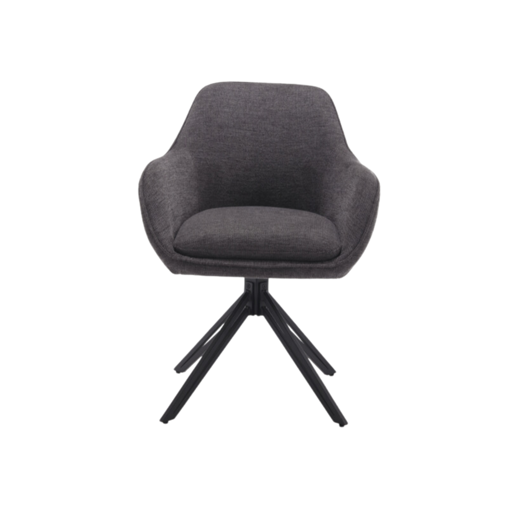Esszimmerstuhl Jamey Anthrazit – moderner Drehstuhl 60×62×85 cm mit Memory-Rückkehr & schwarzem Metallgestell