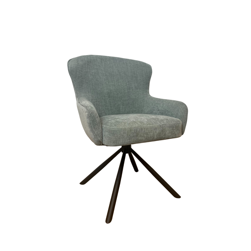 Esszimmerstuhl Hanna Water Green – Drehstuhl 62×65×89 cm mit Memory-Rückkehrfunktion & schwarzem Metallgestell
