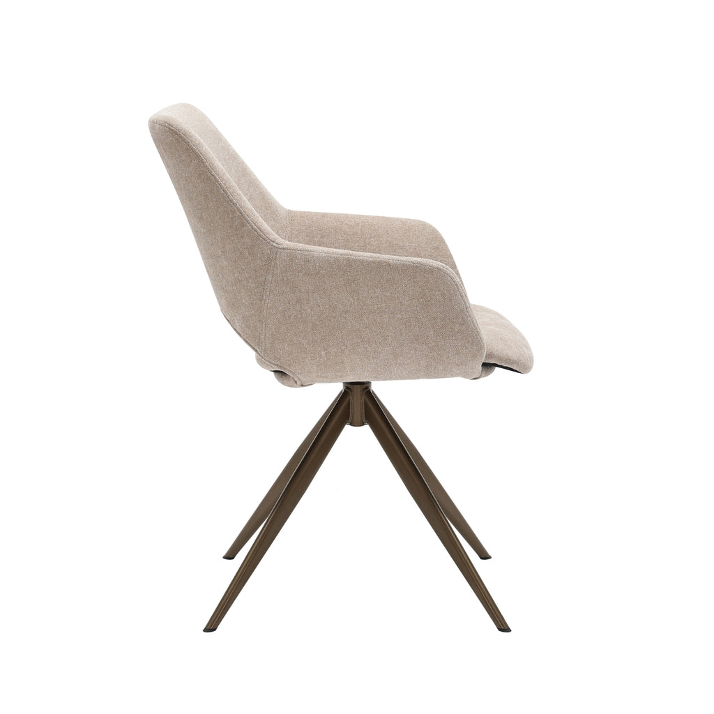 Esszimmerstuhl Daisy Beige – Drehstuhl mit Stoffbezug & Armlehnen, 61×60×82 cm, modern & komfortabel