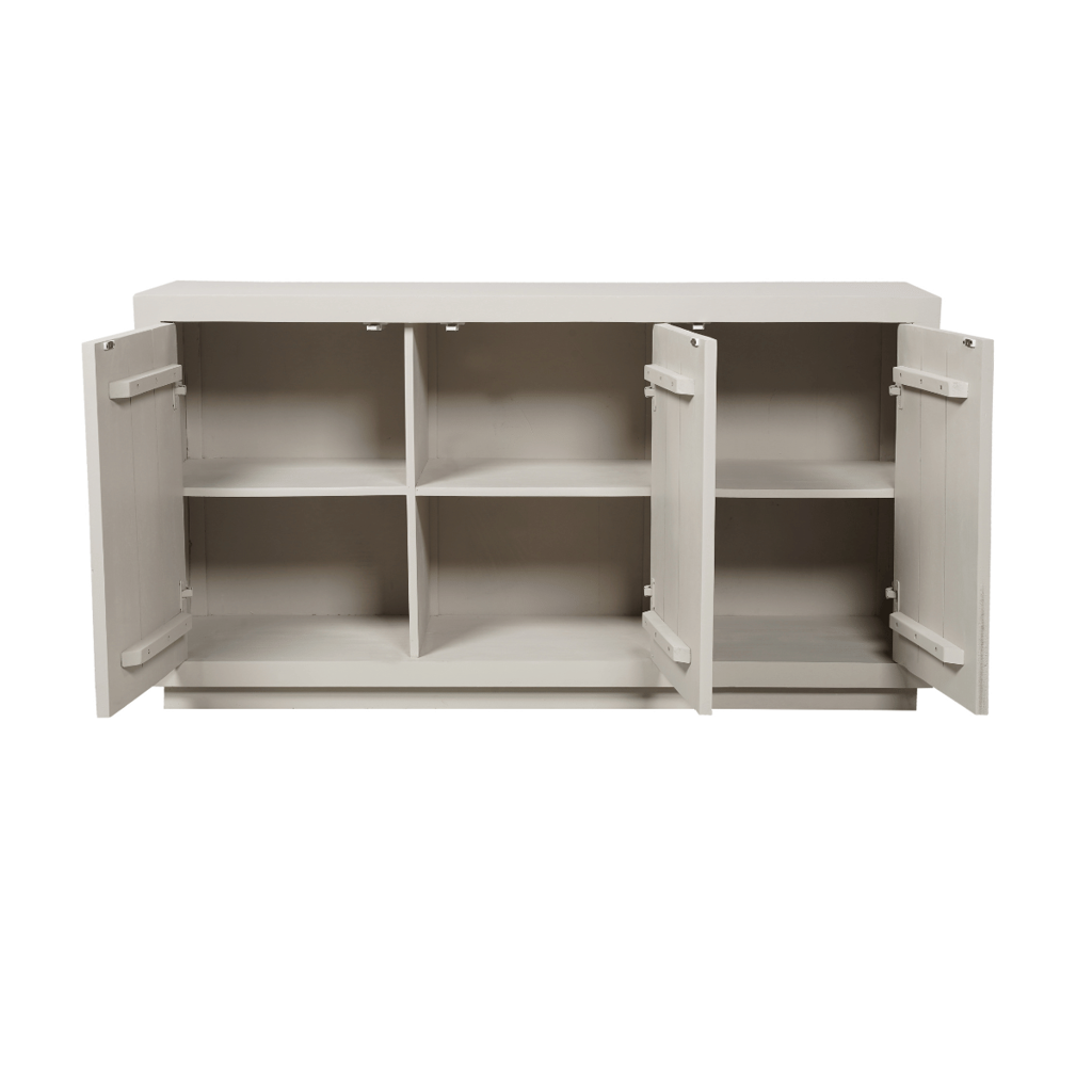 Sideboard Bali Sand – Dressoir aus Mangoholz mit Push-to-Open-Türen, 150 x 45 x 80 cm