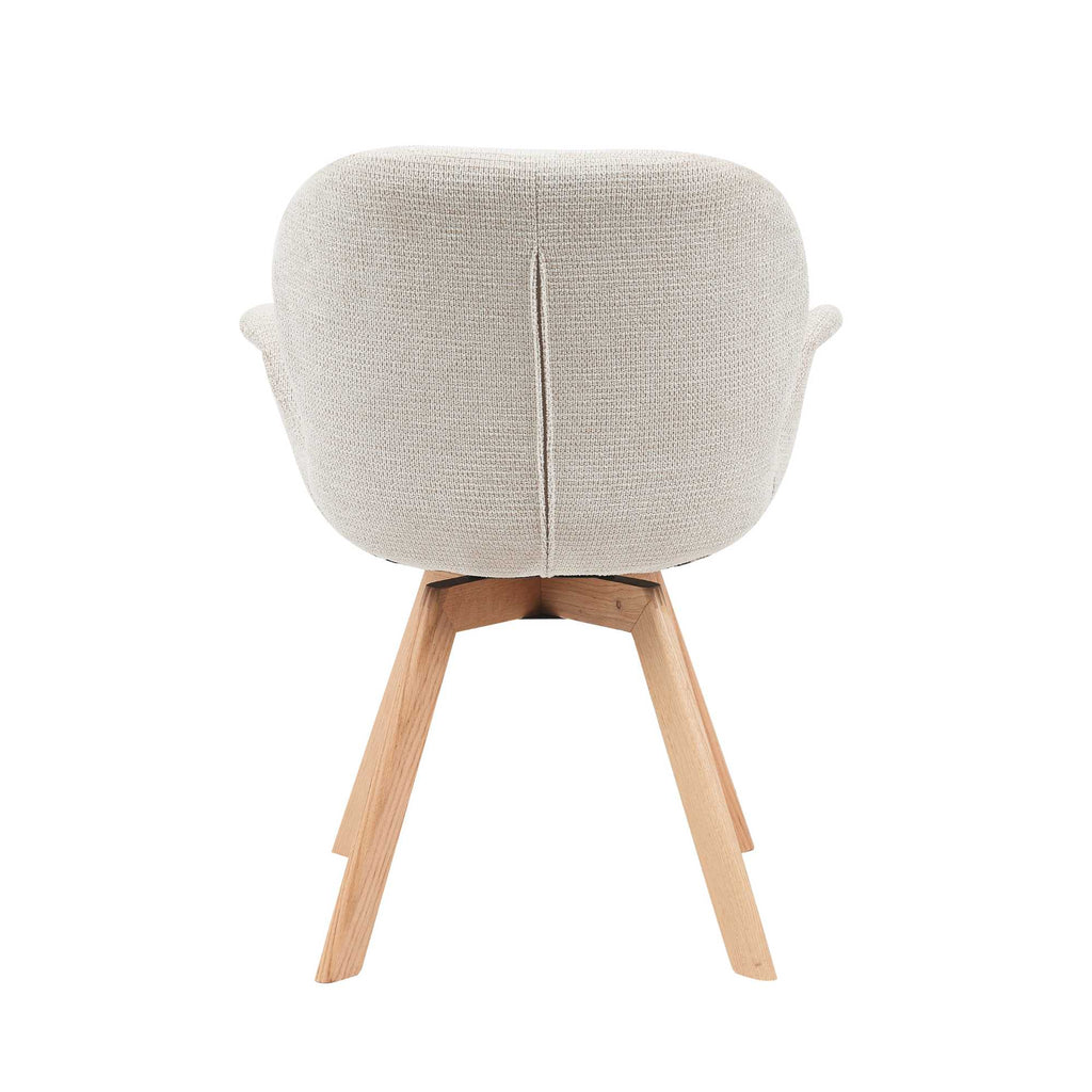 Esszimmerstuhl Jesse Drehbar Beige | Mit Armlehnen & Holzbeinen | 59 x 61 x 85 cm